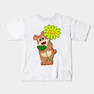 Bear with yellow Flower Kids T-Shirt